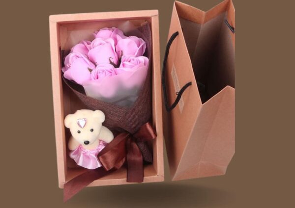 Valentine Special Flowr Bouquet Scented Roses Gift Box   (P-166) - Image 2