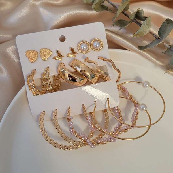 Fashionable New Trendy 9 Pairs Earring Set (P-622)