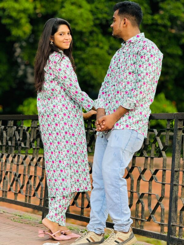 New Exclusive Couple Shirt And Salwar Kameez 2Pis Set (P-756) - Image 2