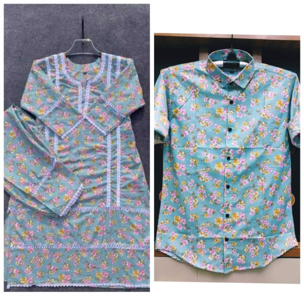 New Exclusive Couple Shirt And Salwar Kameez 2Pis Set (P-285)