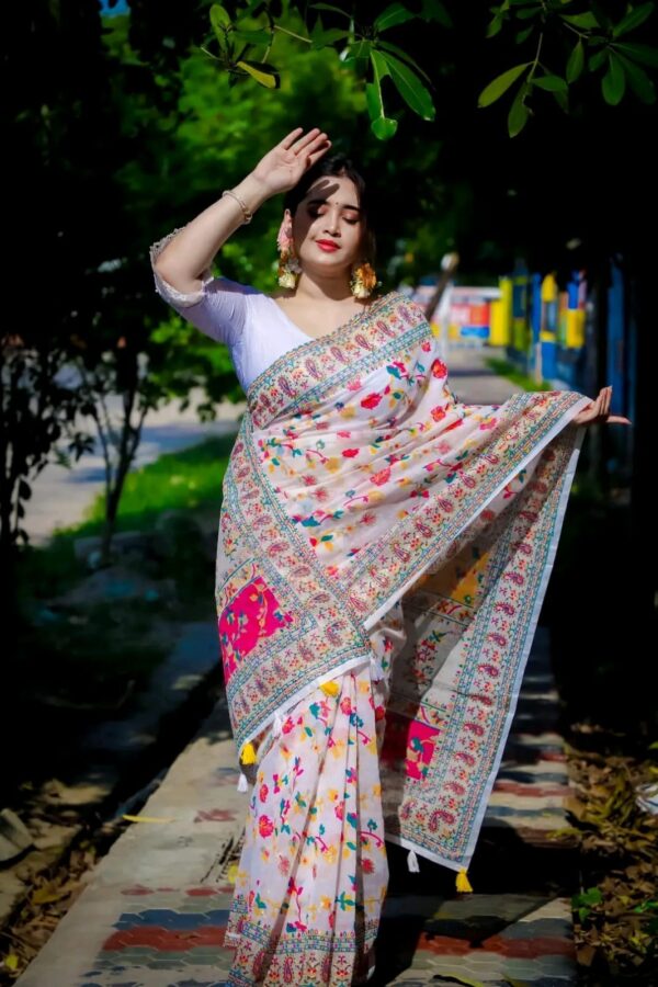Exclusive Design Tangail Screen Print Saree (P-268) - Image 2