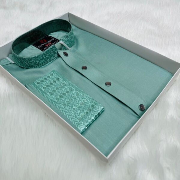 Men's Sequence Punjabi Pastel Green (P-1073) - Image 2