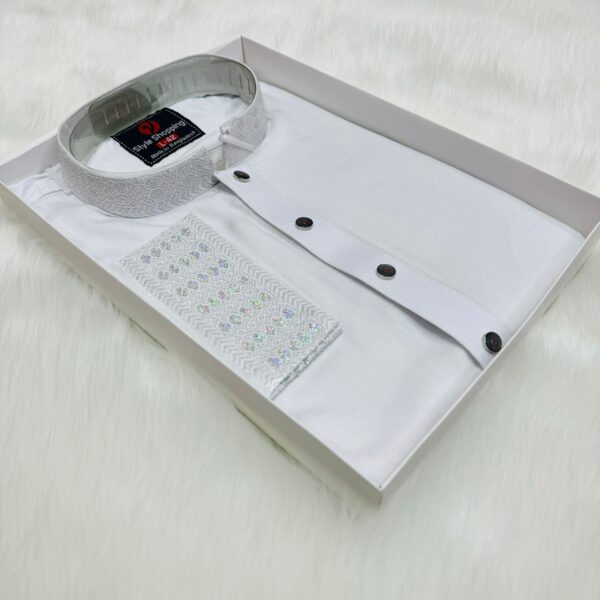 Men's Sequence Punjabi White (P-1071) - Image 2