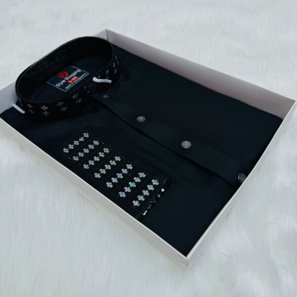 Men's sequence Punjabi Black (P-1069) - Image 2