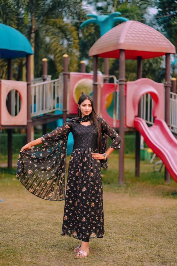 Floral gown Black (P-1077) - Image 2