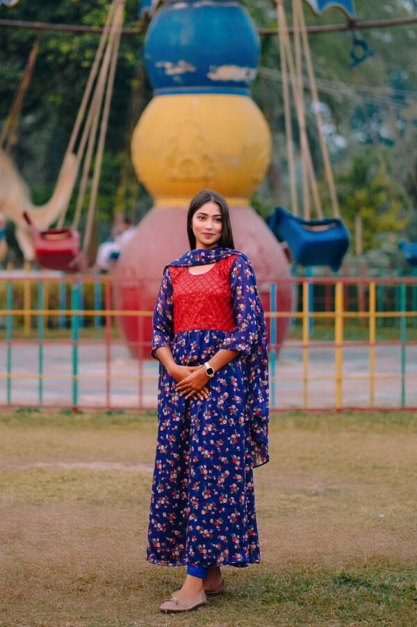 Floral Gown blue (P-1074)