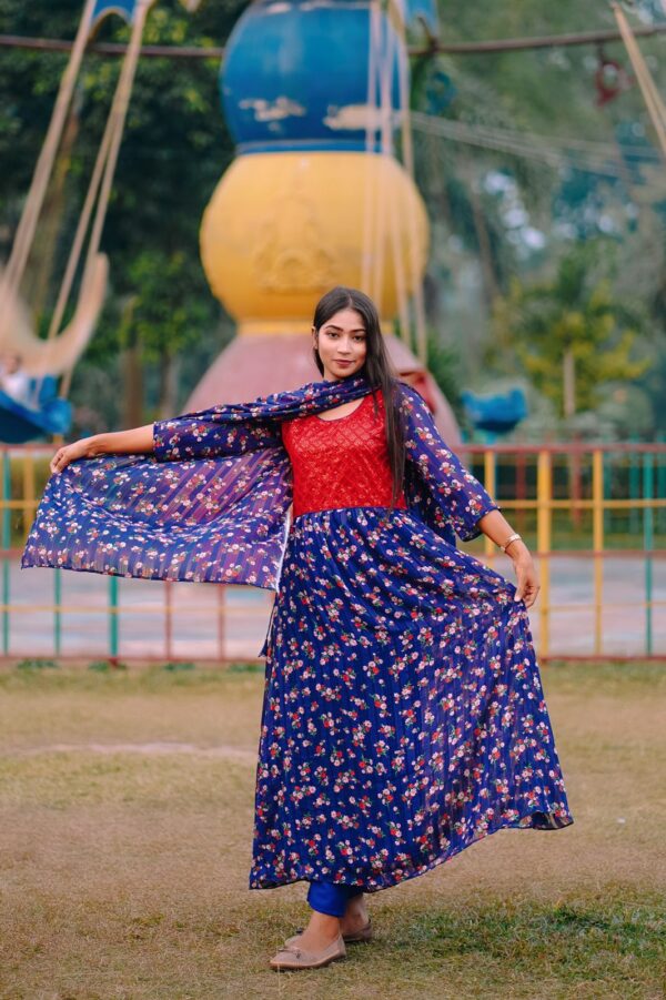Floral Gown blue (P-1074) - Image 2